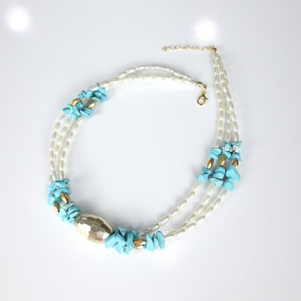 İnci Detay Turkuaz Taşı Kolye