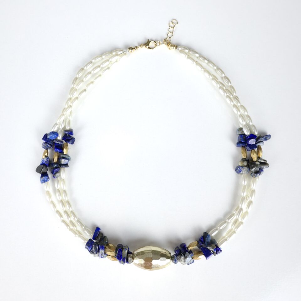 İnci Detay Lapis Lazuli Kolye