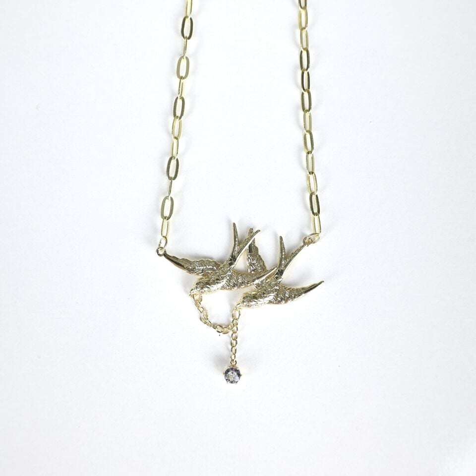 Taş Detay Kuş Kolye