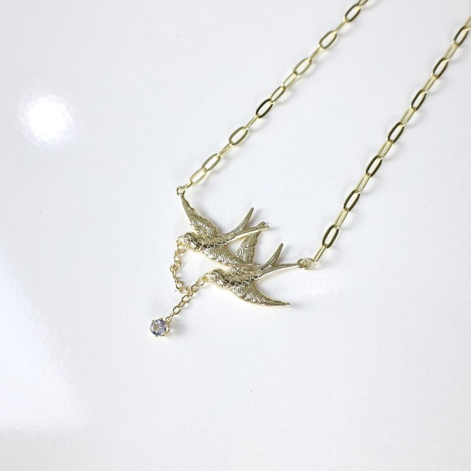 Taş Detay Kuş Kolye