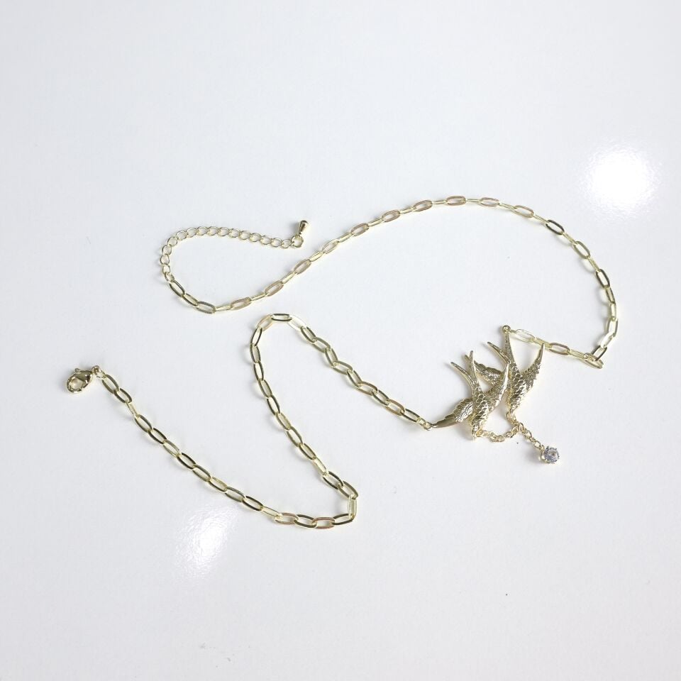 Taş Detay Kuş Kolye