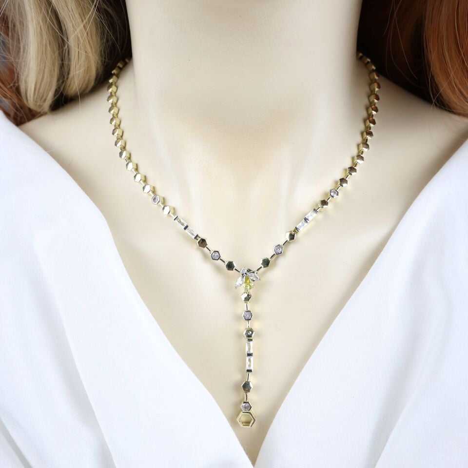 Arı Detay Taşlı Kolye