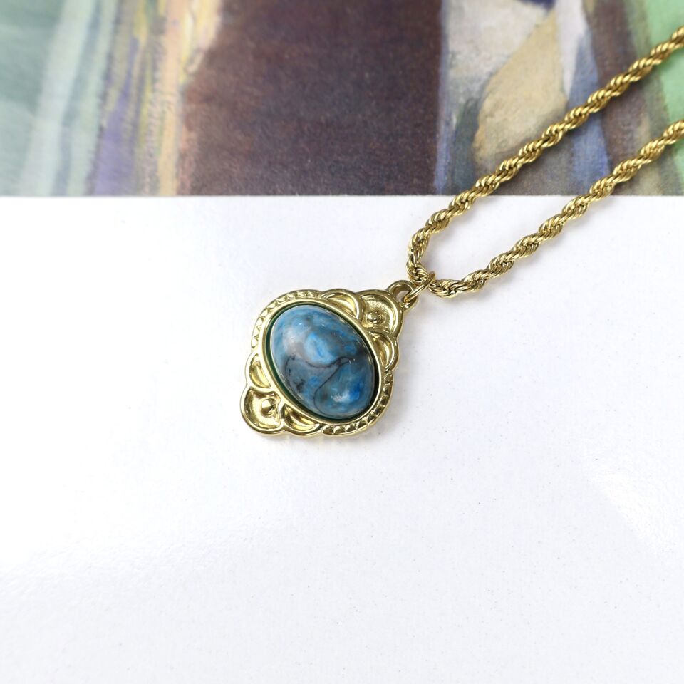 Çelik Lapis Lazuli Kolye