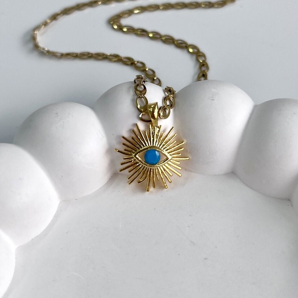 Çelik Taşlı Göz Kolye