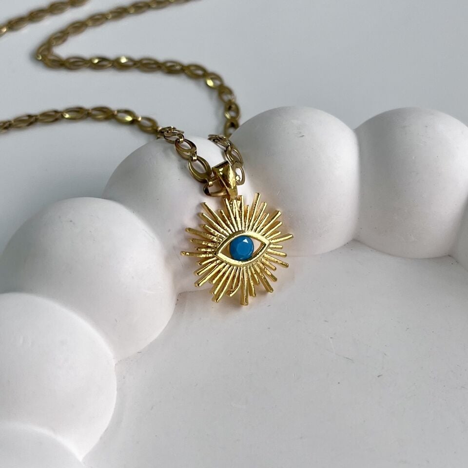 Çelik Taşlı Göz Kolye