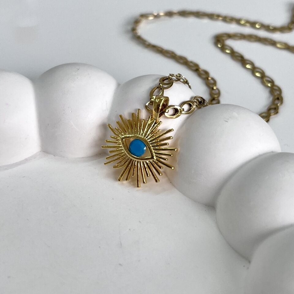 Çelik Taşlı Göz Kolye