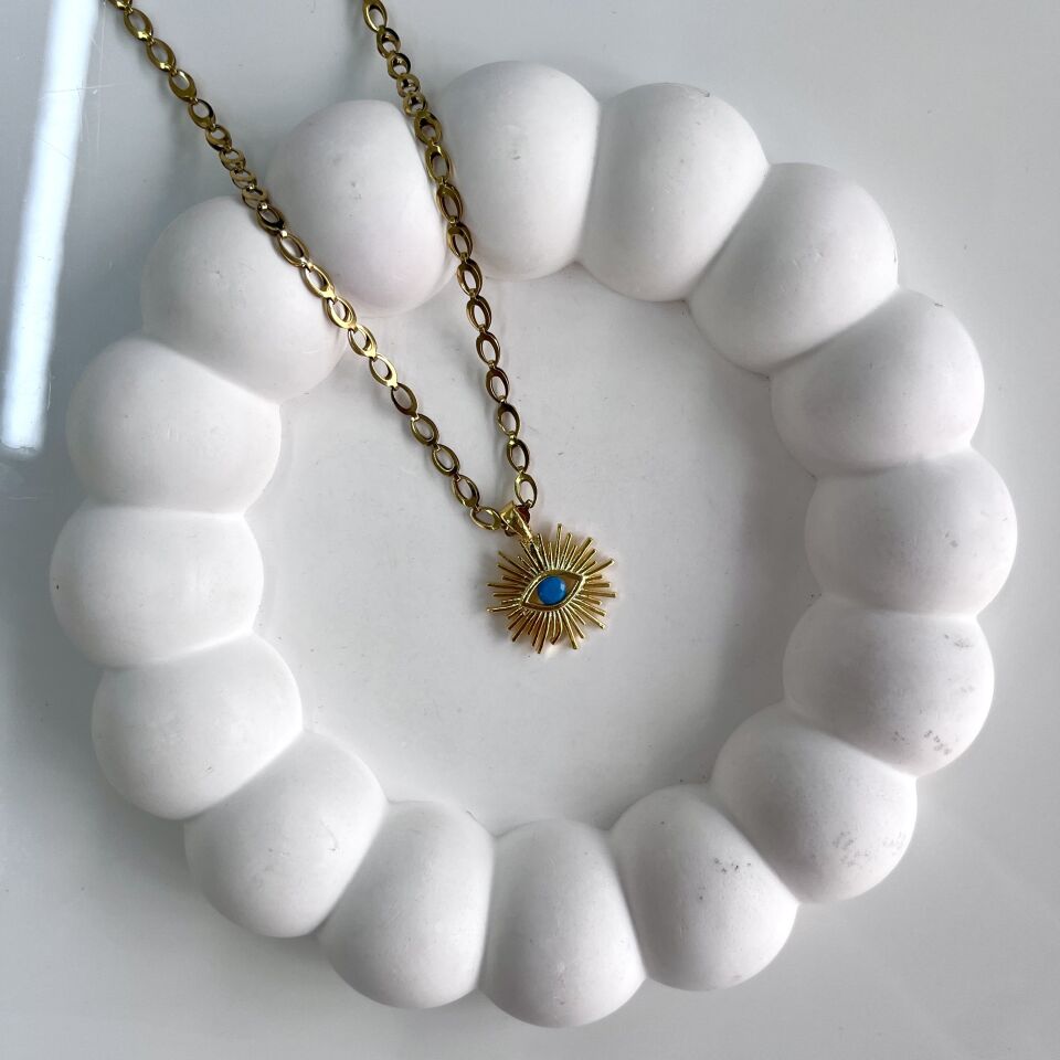 Çelik Taşlı Göz Kolye