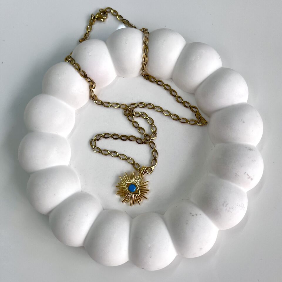 Çelik Taşlı Göz Kolye