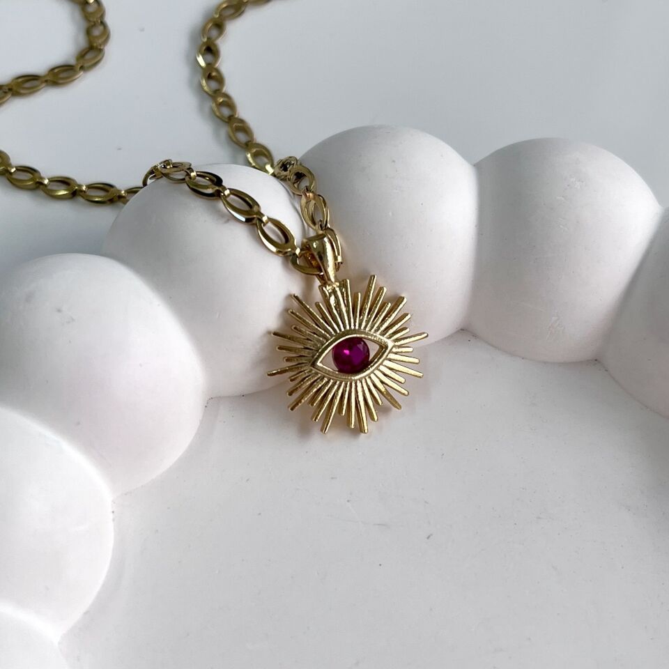 Çelik Taşlı Göz Kolye