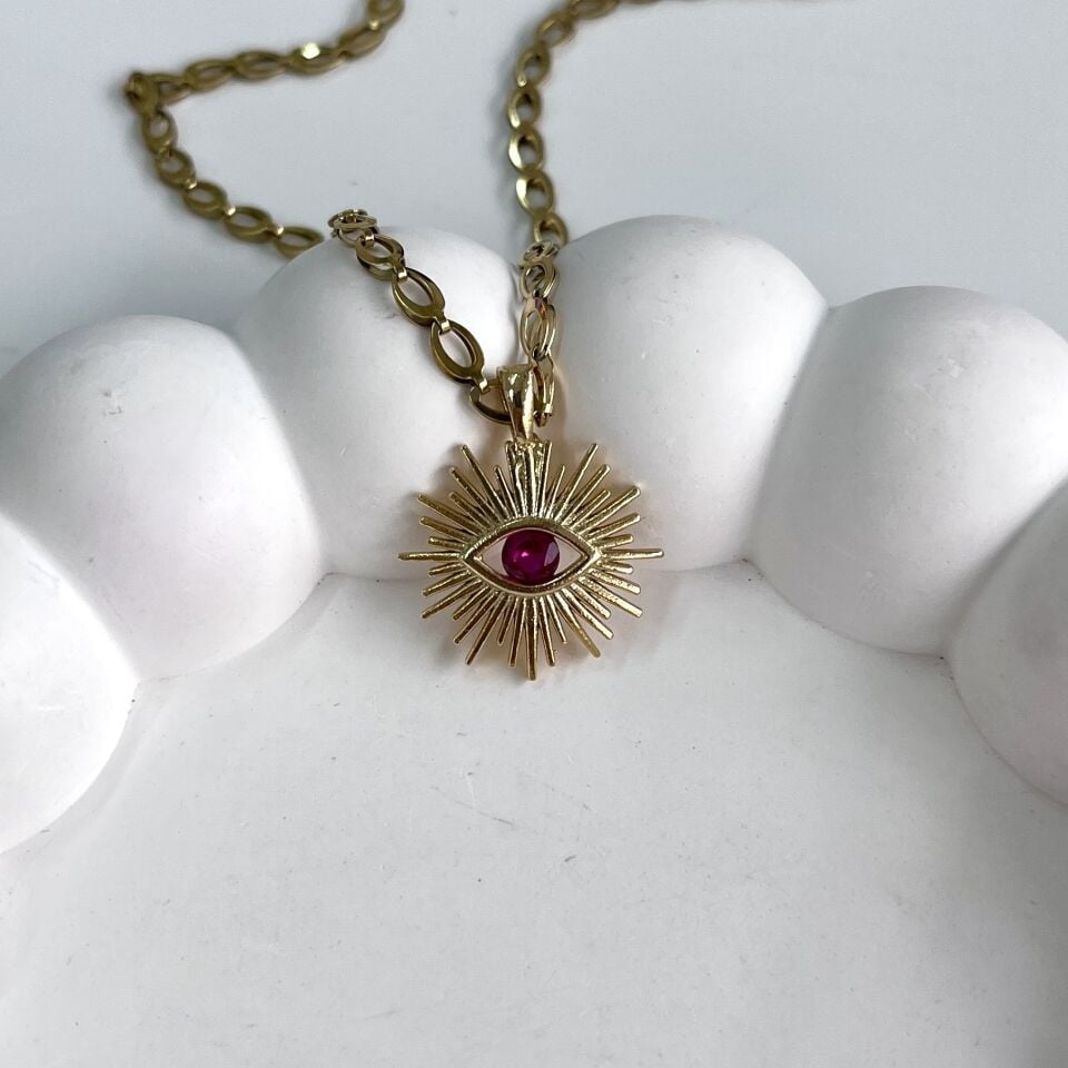 Çelik Taşlı Göz Kolye