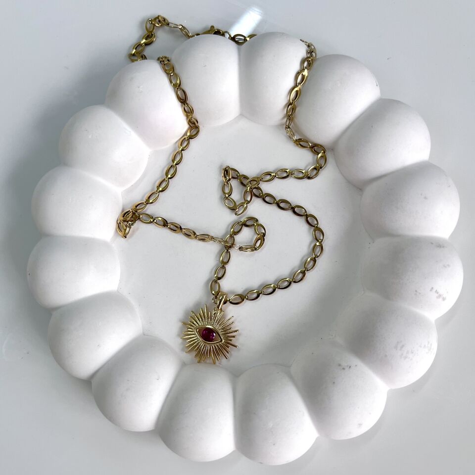 Çelik Taşlı Göz Kolye