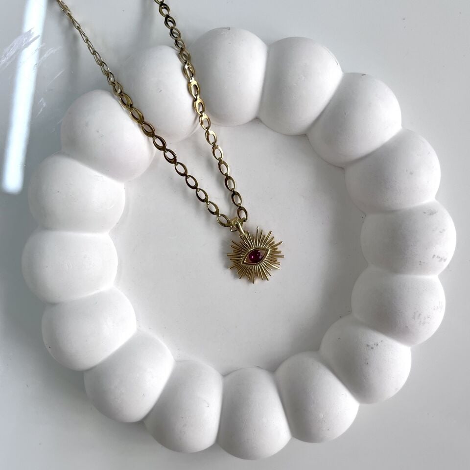 Çelik Taşlı Göz Kolye