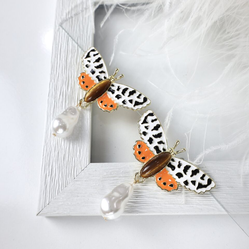 Kaplan Gözü Taşı Kelebek Küpe