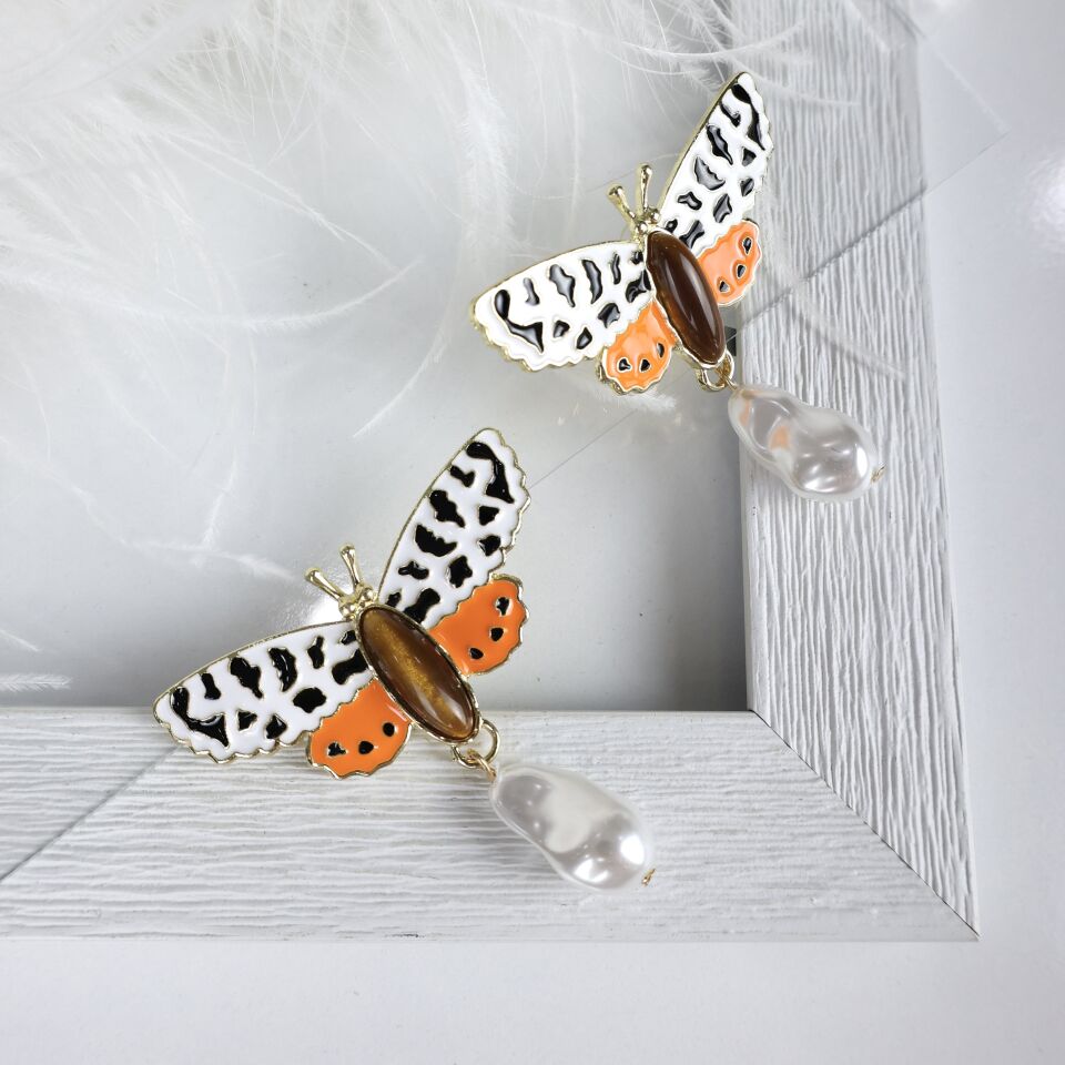 Kaplan Gözü Taşı Kelebek Küpe