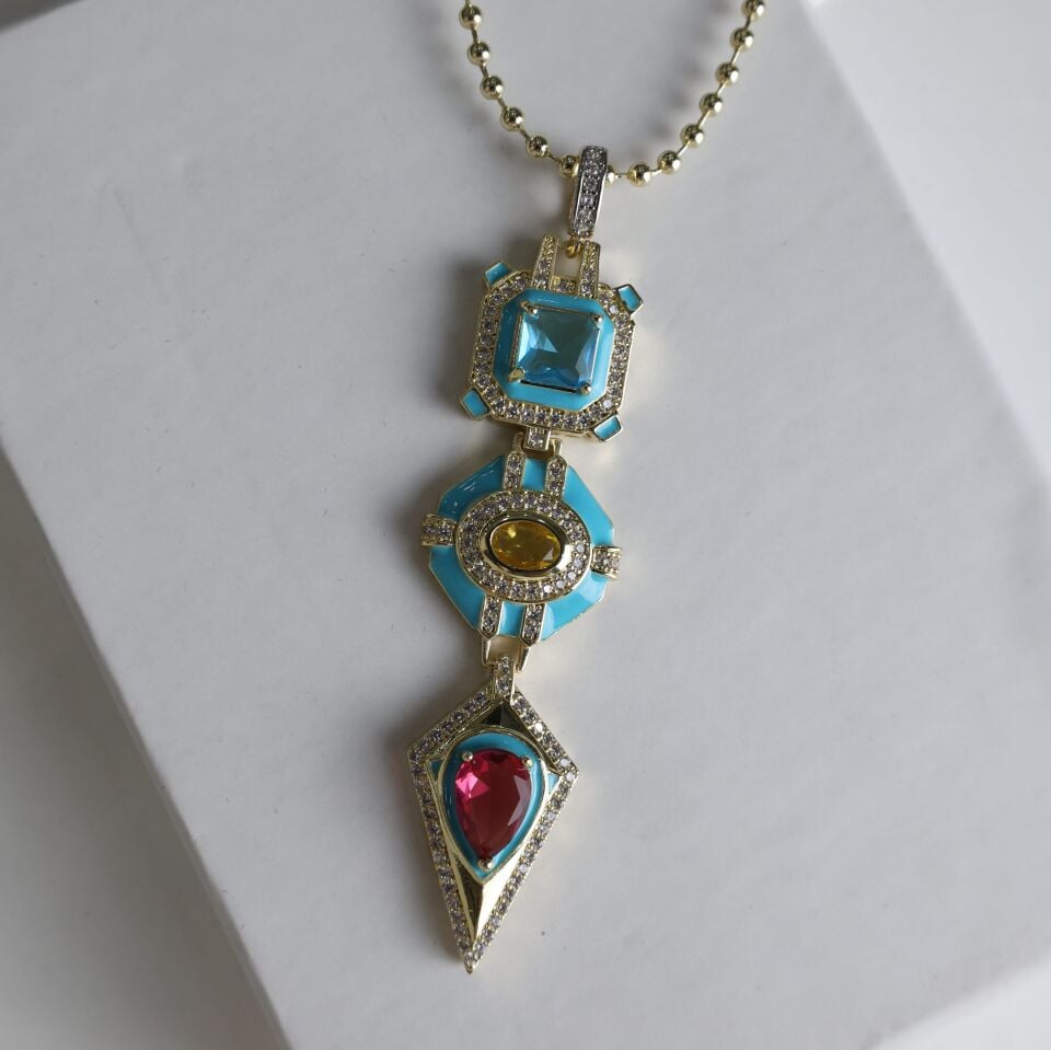 Vip Taşlı Mavi Kolye