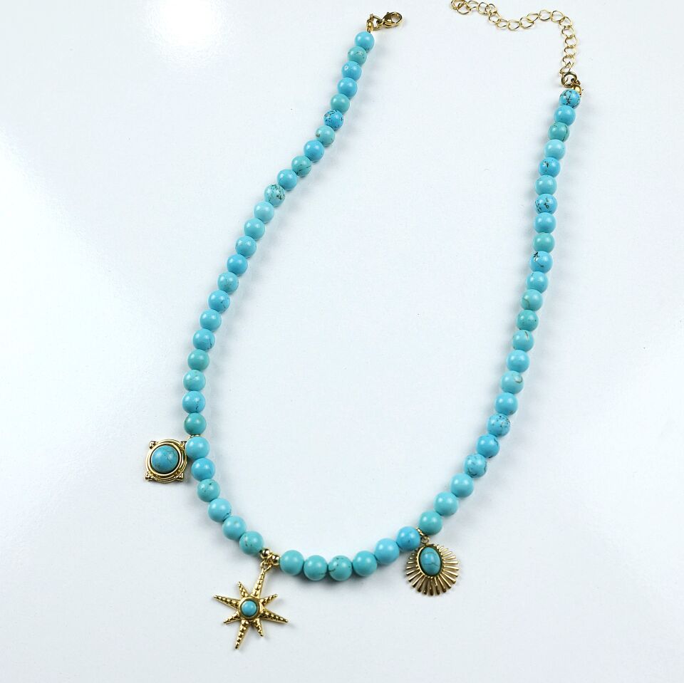 Doğal Turkuaz Taşı Kolye