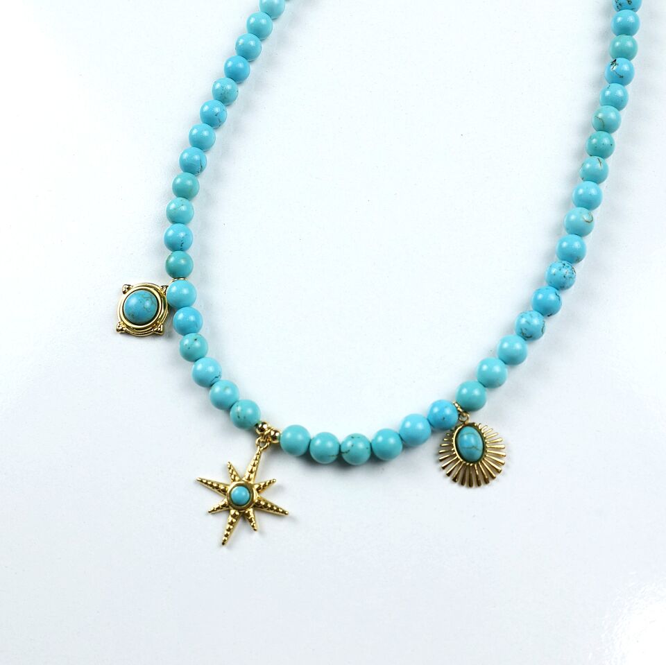 Doğal Turkuaz Taşı Kolye