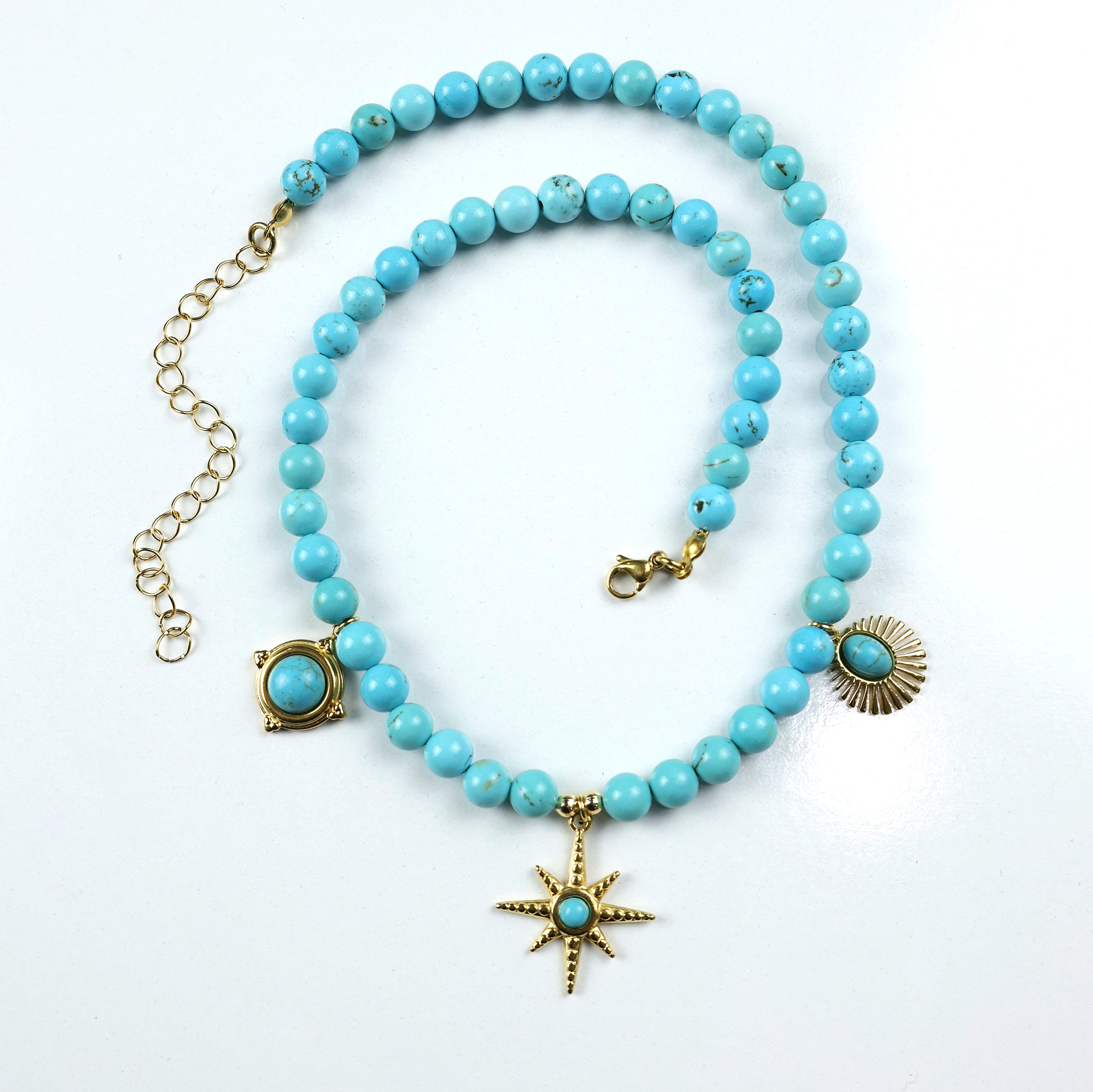 Doğal Turkuaz Taşı Kolye