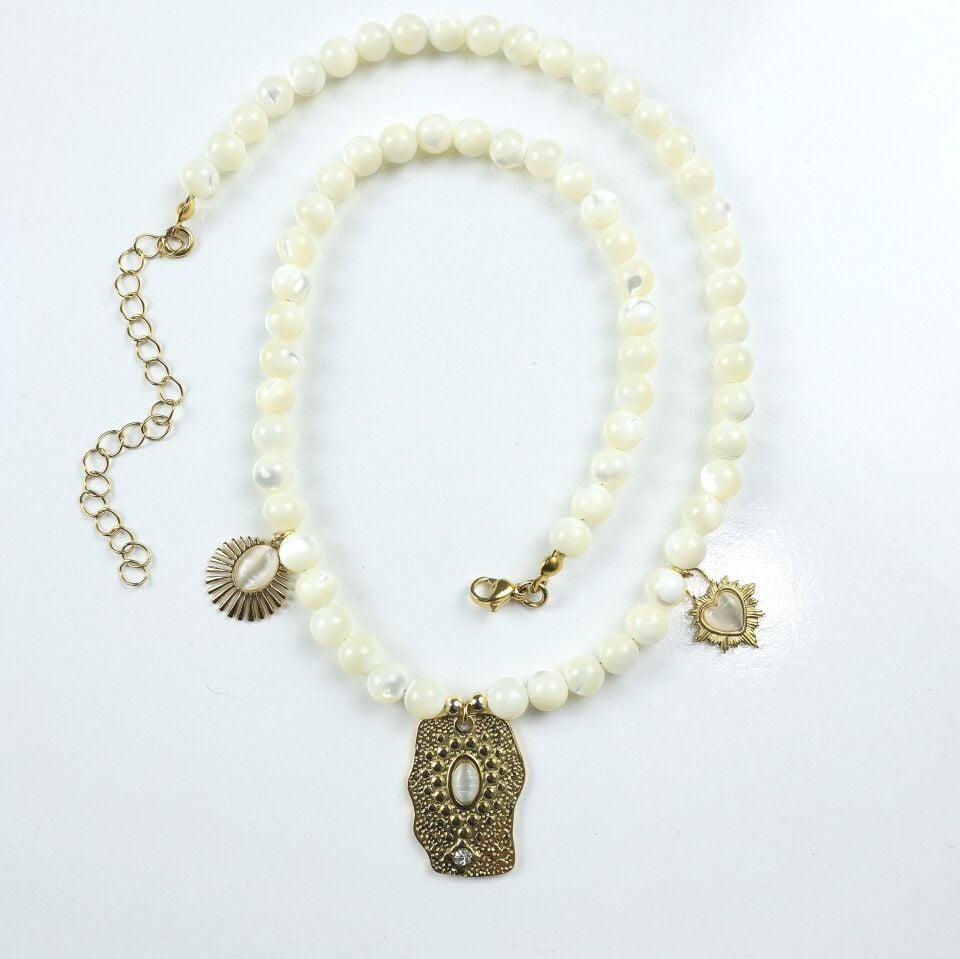 Doğal Sedef Taşı Kolye