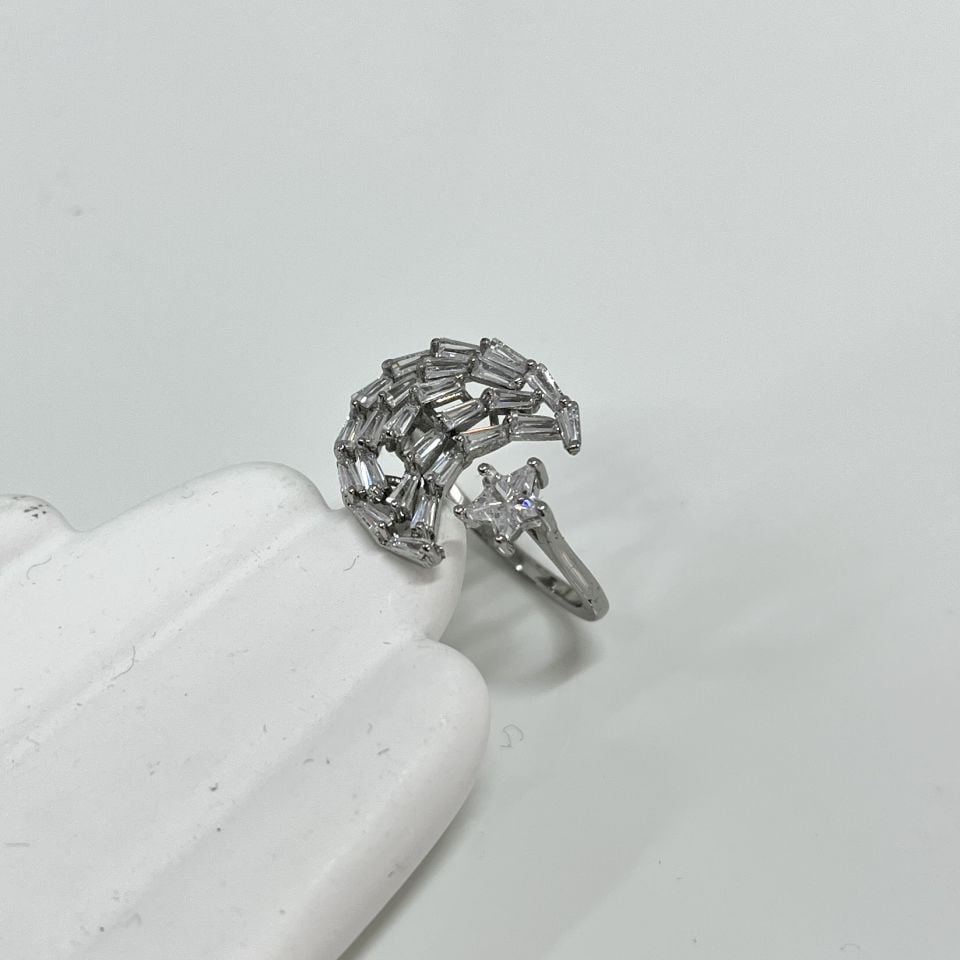 Çelik Baget Taş Ay & Yıldız Yüzük