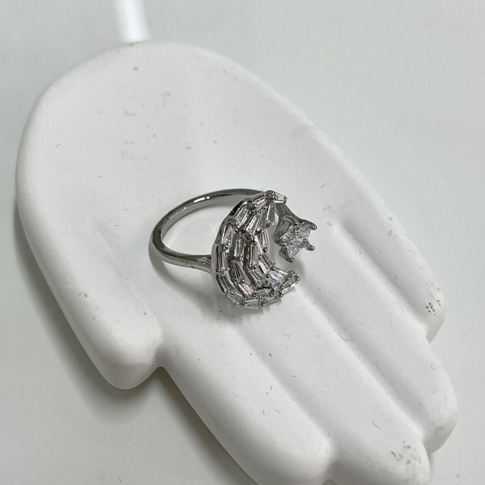 Çelik Baget Taş Ay & Yıldız Yüzük