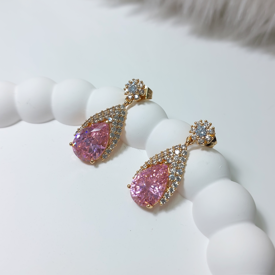 Xuping Zirkon Taşlı Pembe Küpe