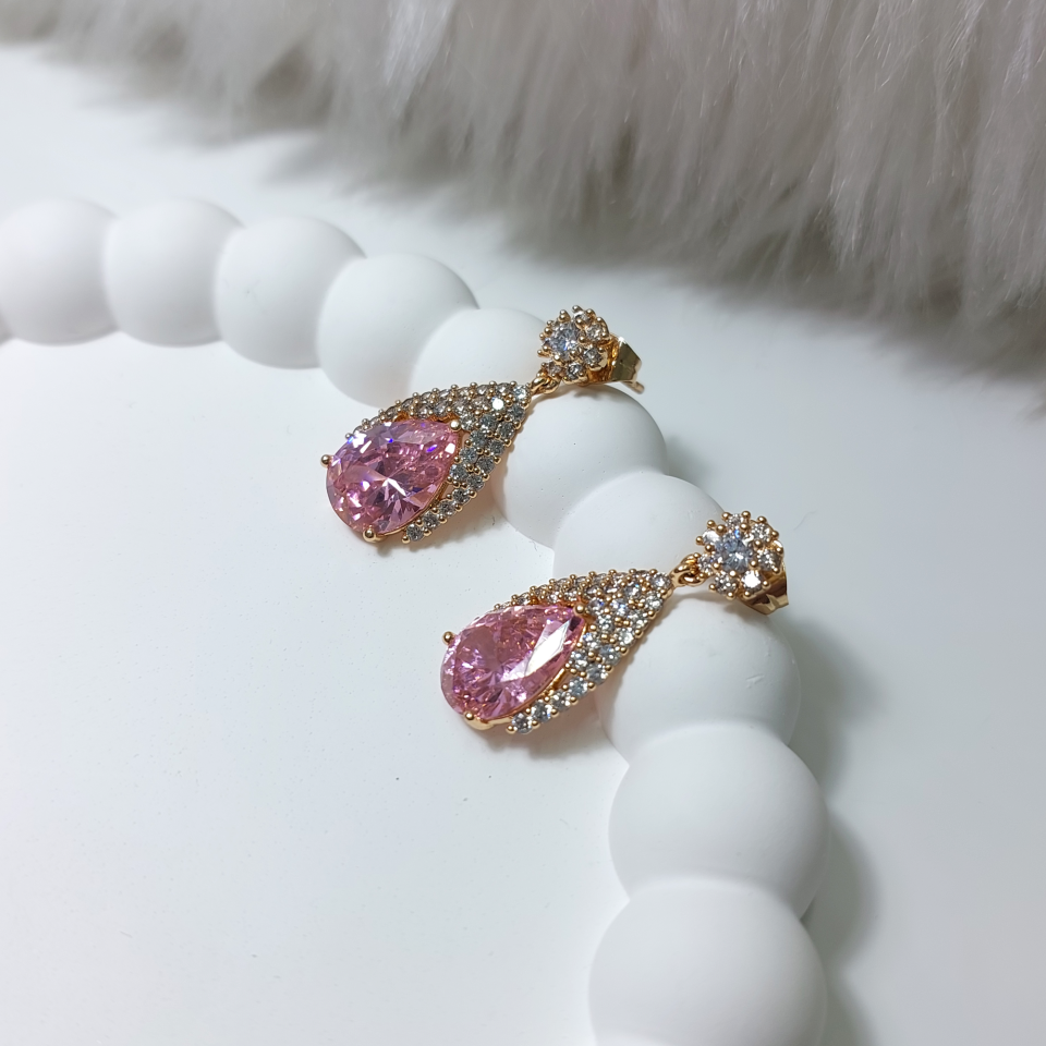 Xuping Zirkon Taşlı Pembe Küpe