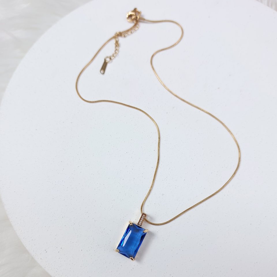 Çelik Zirkon Taş Kolye