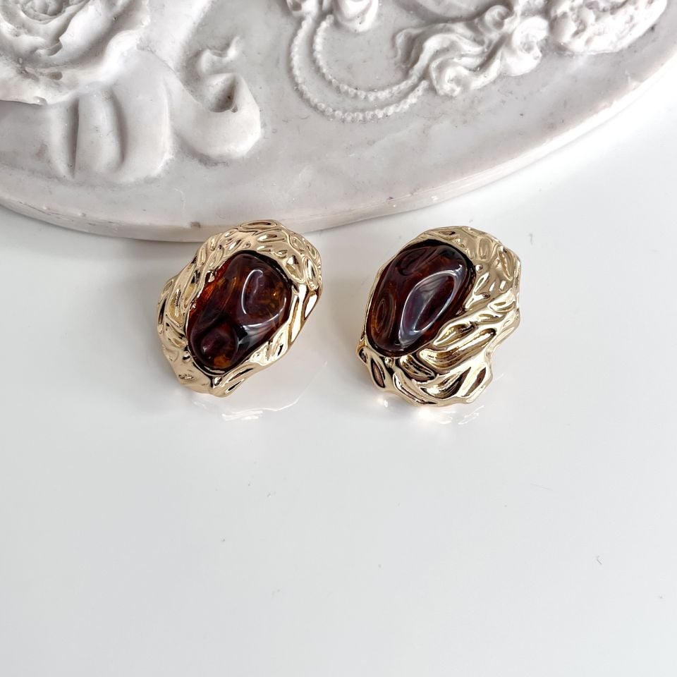 İthal Kahverengi Küpe