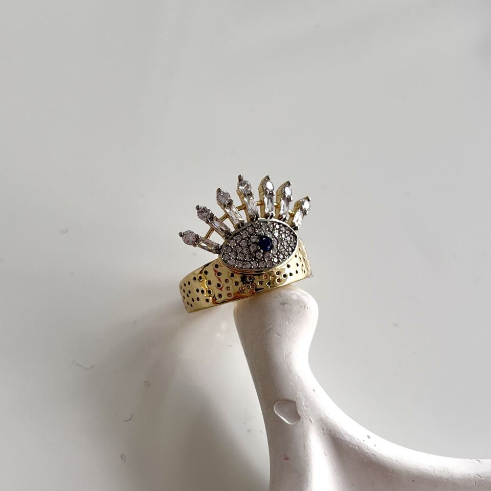 Çelik Taşlı Göz Yüzük