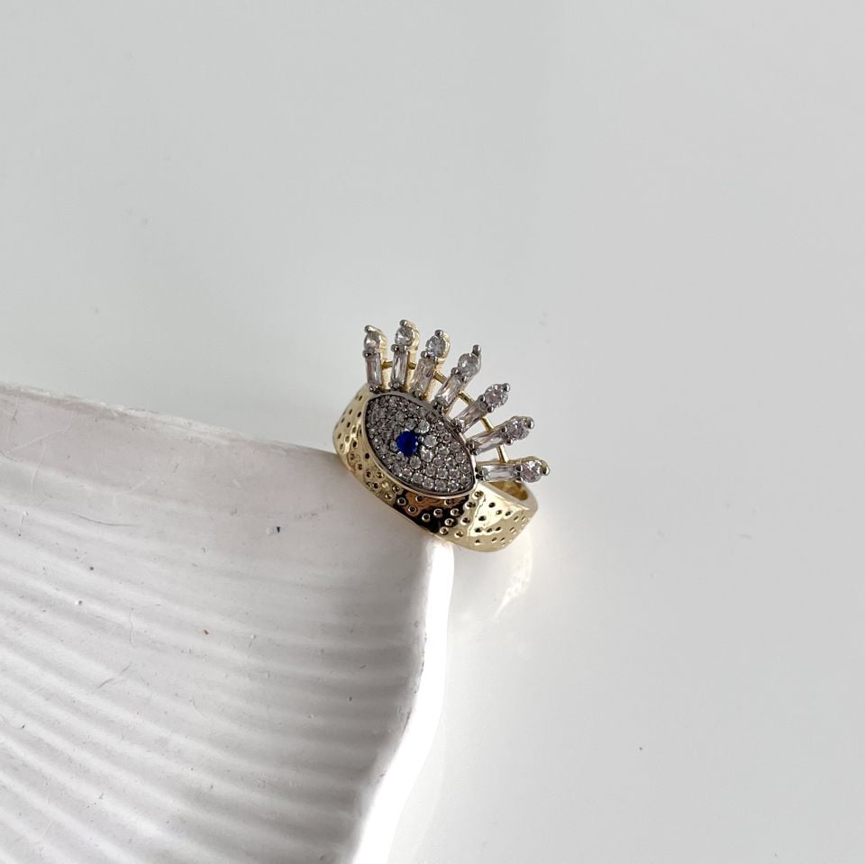 Çelik Taşlı Göz Yüzük