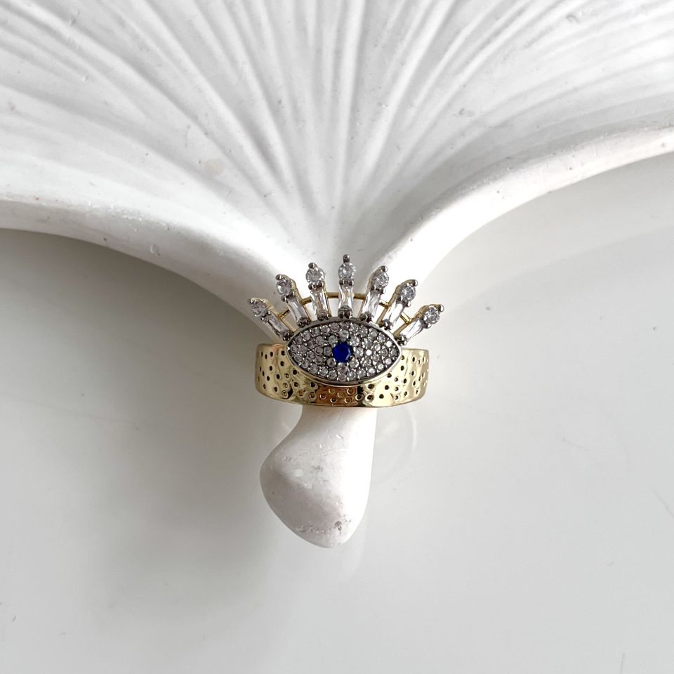 Çelik Taşlı Göz Yüzük