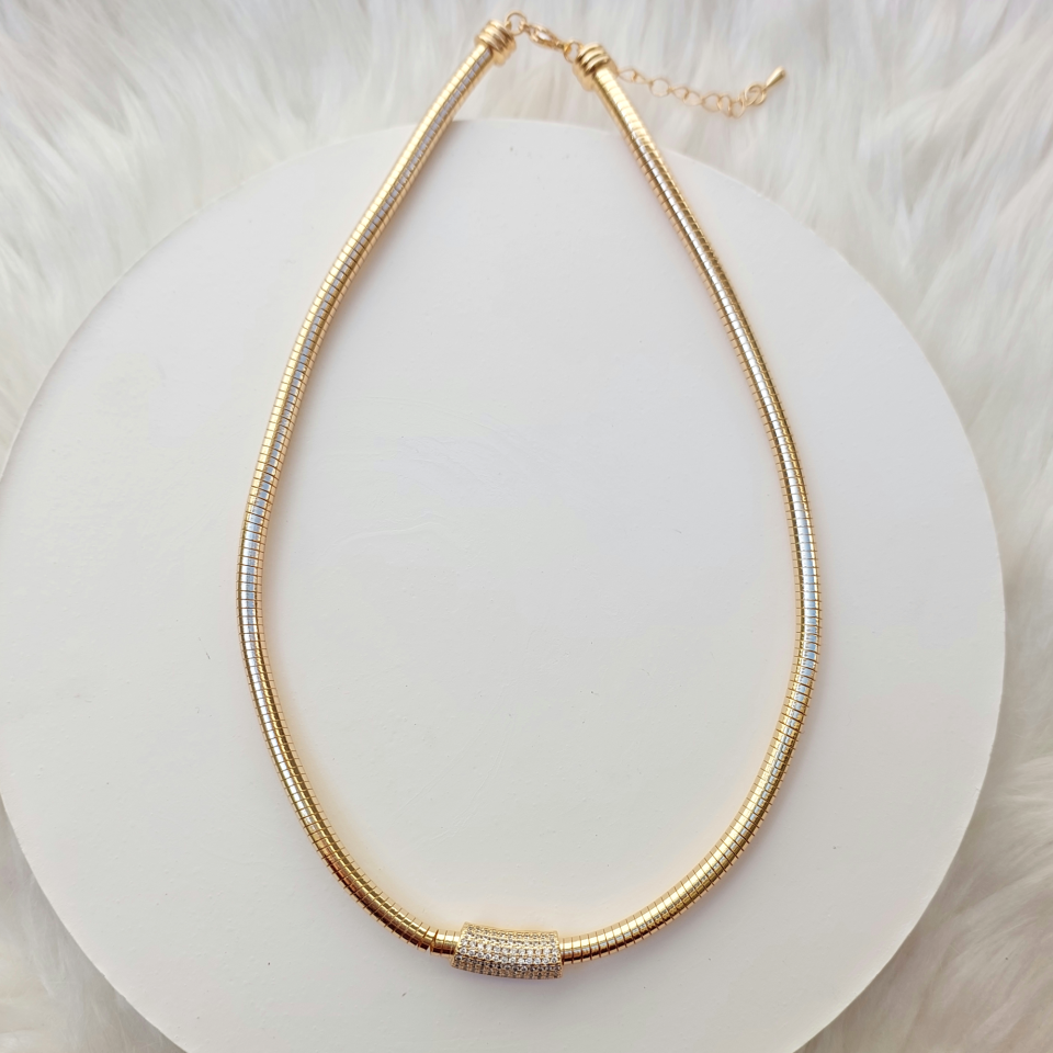 Çelik Zirkon Taş Kolye